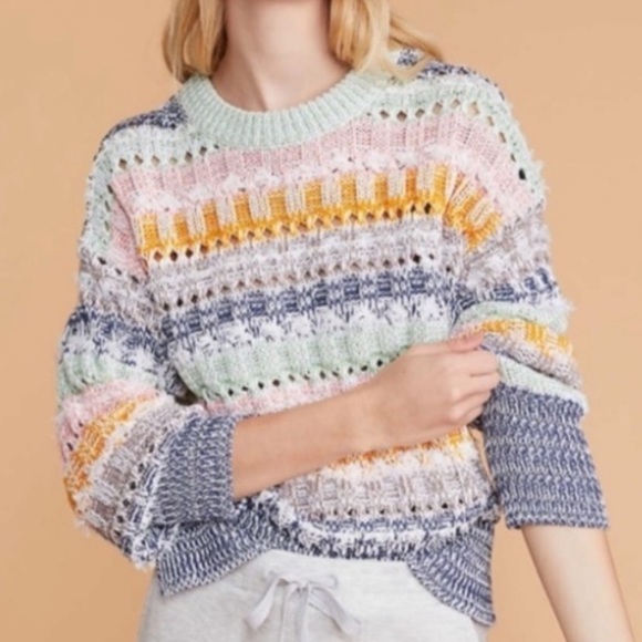 NWT L&G Rainbow Fringestitch Crewneck Sweater - Picture 1 of 9